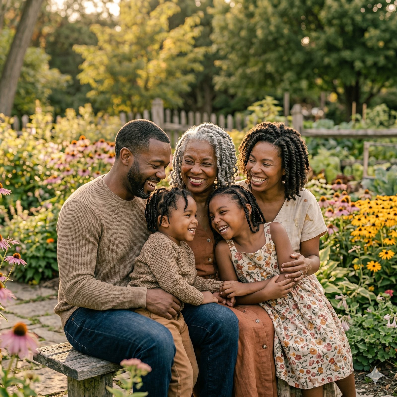 Multi-generational family smiling together