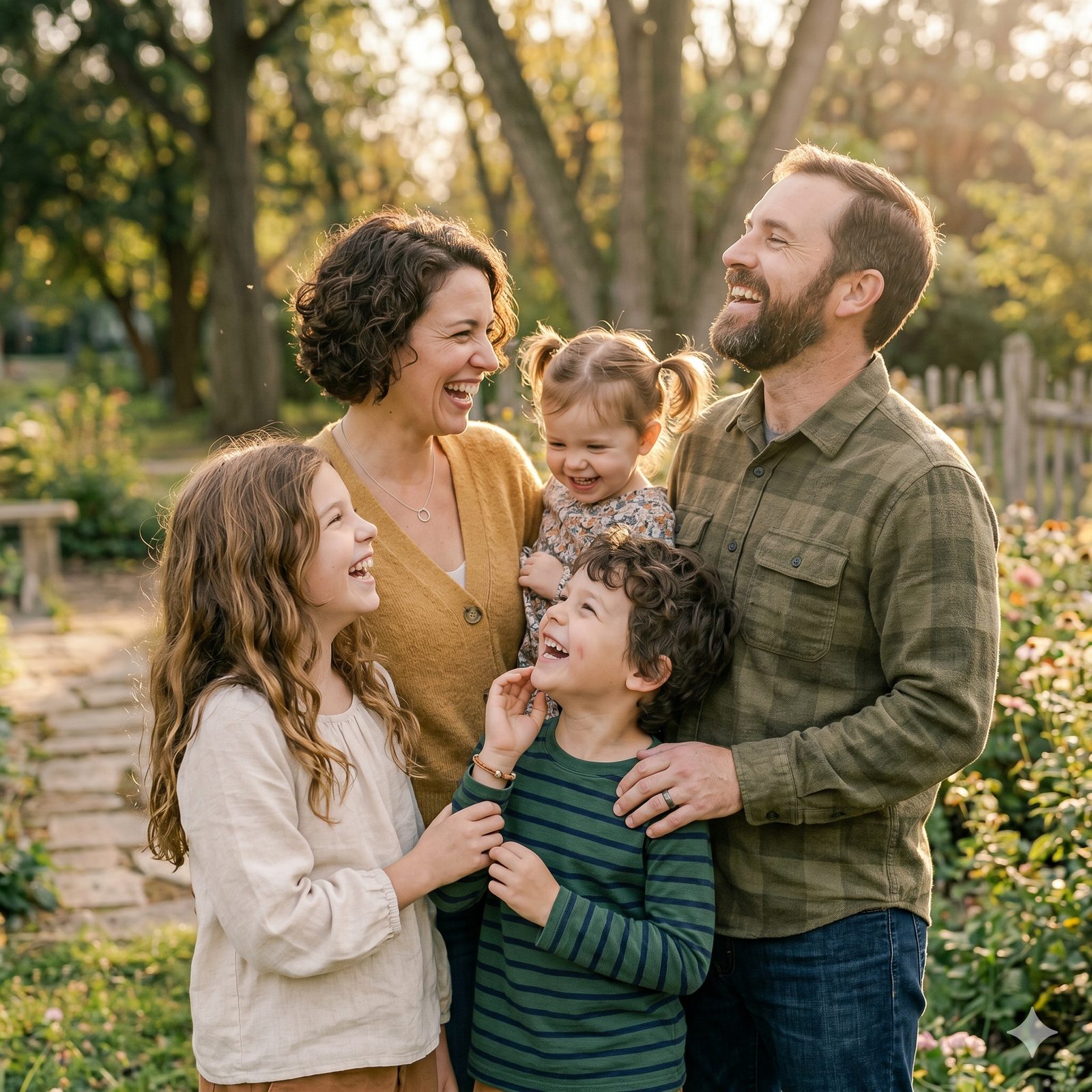 Happy family laughing together